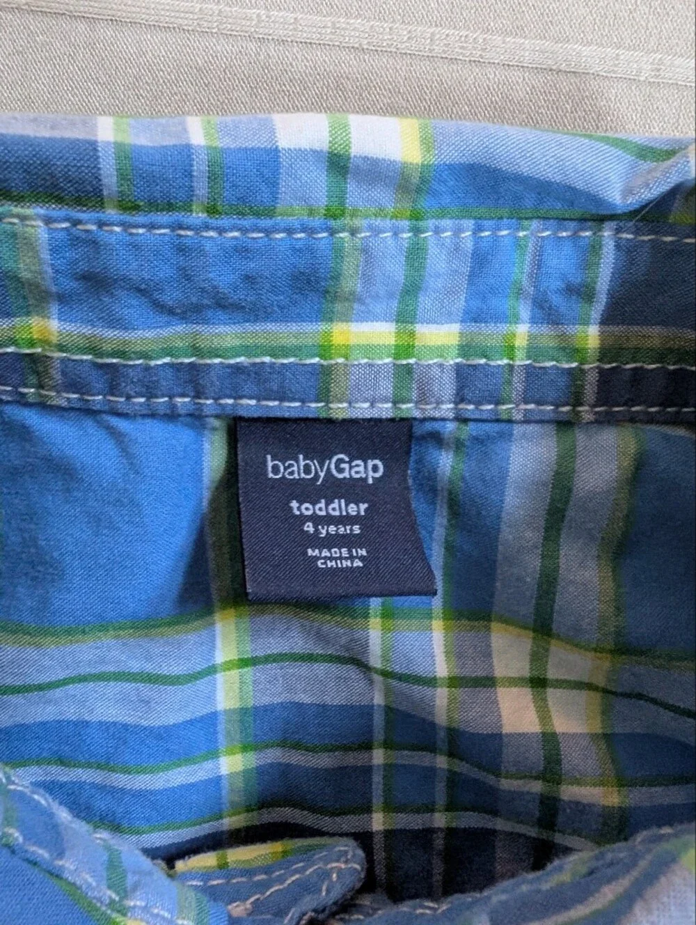 BabyGAP Blue Plaid Button-Front Shirt Toddler 4 Years